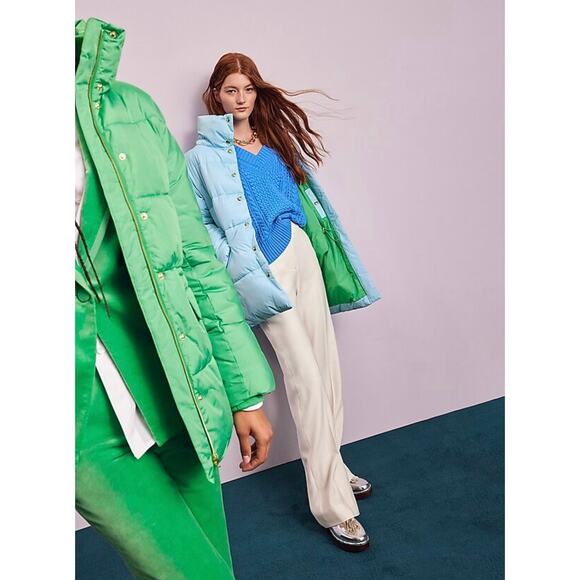 NWT J. Crew Full Length Wide Leg Tuxedo Pant in Italian Wool Fresh Air Blue 0 - Picture 5 of 15